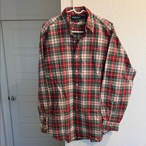 Ralph Lauren Men's Red and Green Plaid Shirt